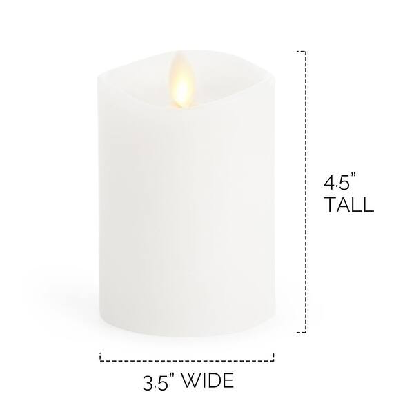 LUMINARA White Flameless Candle Pillar Melted Top Unscented 3.5